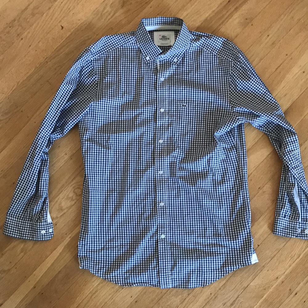 Men's Regular Fit Gingham Cotton Poplin Shirt, 38 - Picture 6 of 7